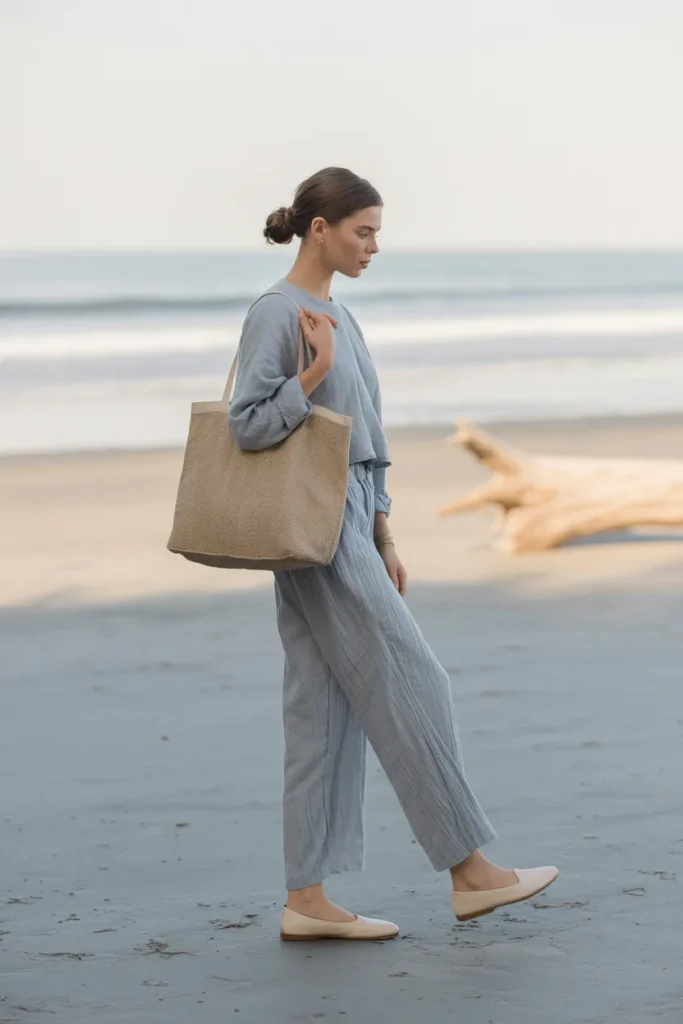 Soft Grey Minimal Beach Co-ord