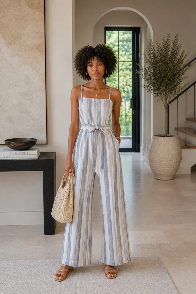 Striped Linen Jumpsuit