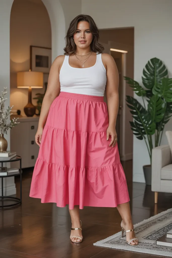 Tiered Midi Skirt with Fitted Tank