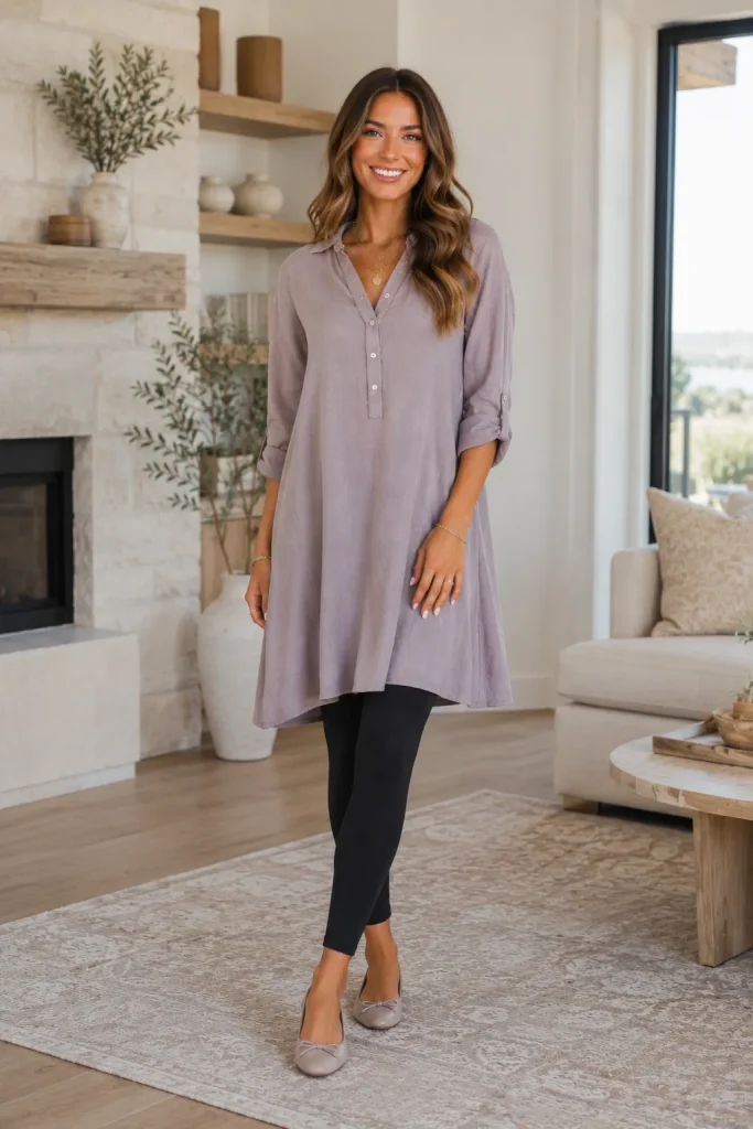 Tunic Dress Over Leggings