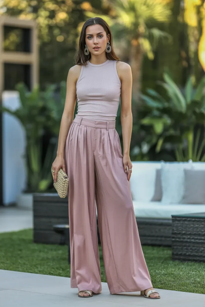 Wide Leg Palazzo Pants and Fitted Tank