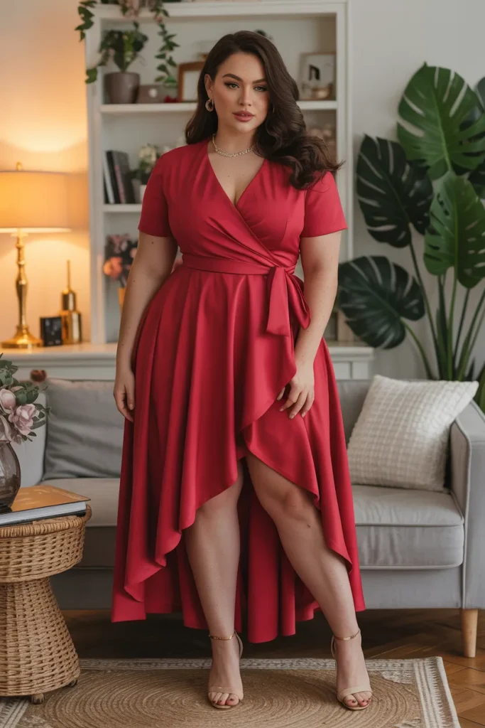 Wrap Dress with Asymmetric Hem