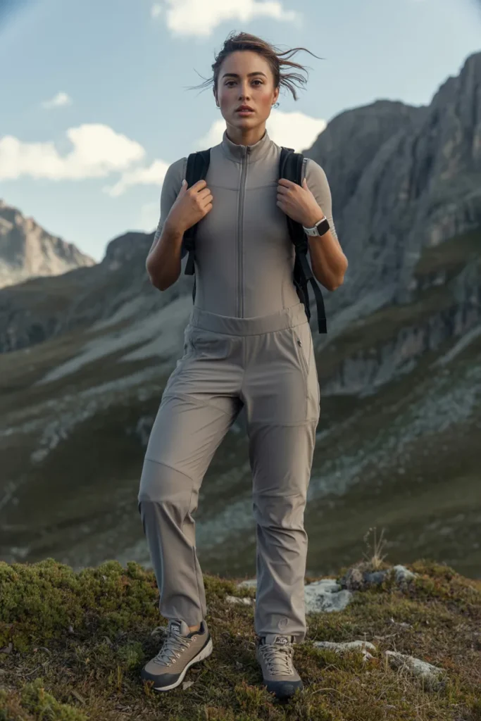 Zip Front Bodysuit and Hiking Pants