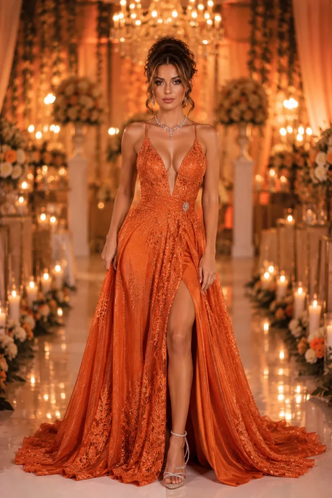Deep V-Neck Wedding Dress