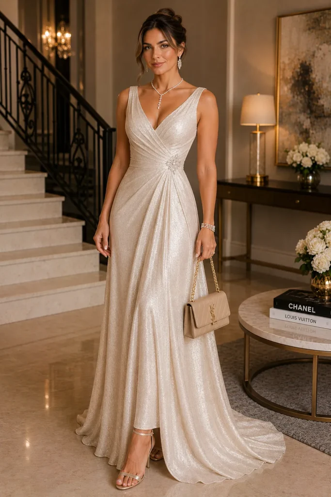 Shining Premium Quality Wedding Maxi Dress